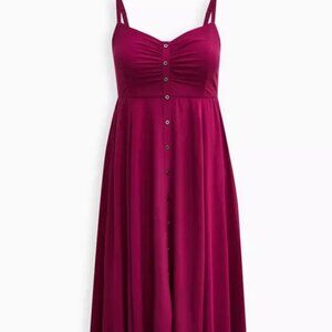 Torrid - Midi Challis Button-Front Dress - Boysenberry